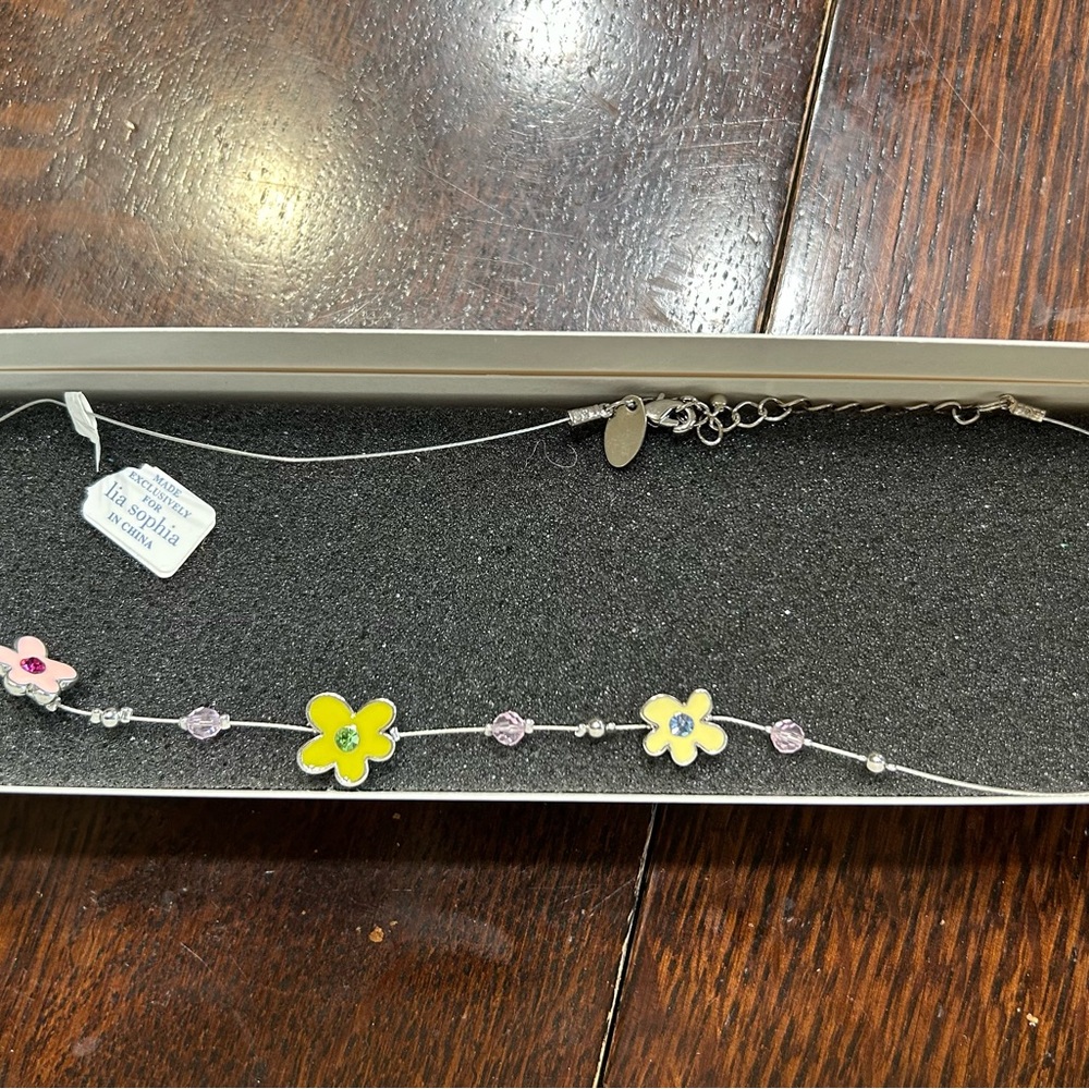 Lia Sophia Floral Necklace with Yellow and Pink Accents